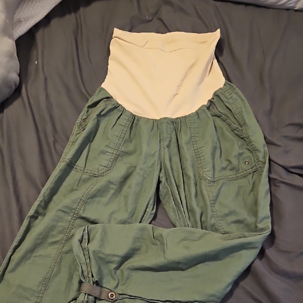 Motherhood Maternity Full Panel Green Cargo Pants XL